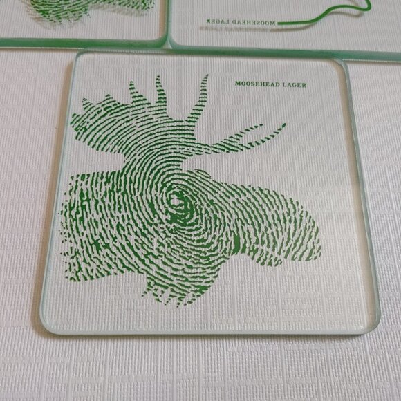 RARE Glass Moosehead Lager Coasters Green and glass Moosehead Beer Lot o… - Picture 2 of 3
